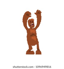 Angry ferocious bigfoot mythical creature cartoon character vector Illustration on a white background