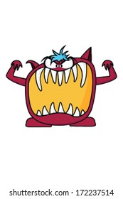 Angry Fierce Monster on white background