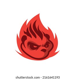 angry and fiery panda face logo vector
