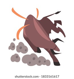 Angry Fighting Bull, Spanish Corrida Performance Design Element Cartoon Style Vector Illustration