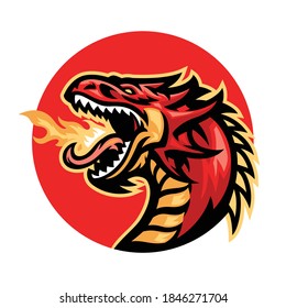 angry fire breathing of dragon mascot