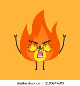  angry fire cartoon character vector
