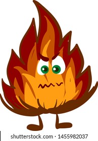 Wütender Feuer, Illustration, Vektorgrafik auf weißem Hintergrund.
