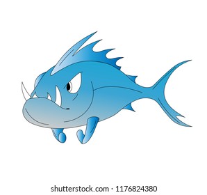Angry Fish Cartoon Vector