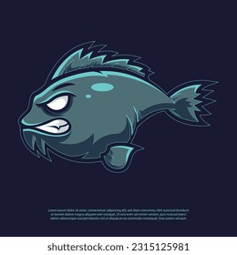Angry fish cartoon vector illustration