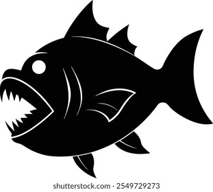 Angry fish silhouette isolated on white background. Fish sign vector illustration design