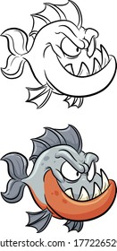 Angry fish vector coloring book
