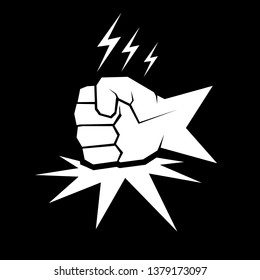 Angry Fist on table vector icon. Anger or aggression concept. White Silhouette Fist hitting table. fight for your rights illustration