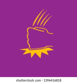 Angry Fist on table vector icon. Anger or aggression concept. White Silhouette Fist hitting table. fight for your rights illustration