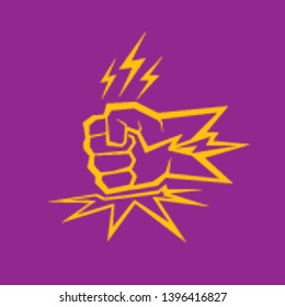 Angry Fist on table vector icon. Anger or aggression concept. White Silhouette Fist hitting table. fight for your rights illustration