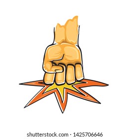Angry Fist on table vector icon. Anger or aggression concept. Cartoon man Fist hitting table. fight for your rights illustration