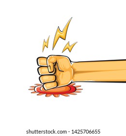 Angry Fist on table vector icon. Anger or aggression concept. Cartoon man Fist hitting table. fight for your rights illustration