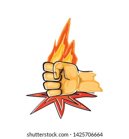 Angry Fist on table vector icon. Anger or aggression concept. Cartoon man Fist hitting table. fight for your rights illustration