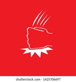 Angry Fist on table vector icon. Anger or aggression concept. White Silhouette Fist hitting table. fight for your rights illustration