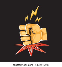 Angry Fist on table vector icon. Anger or aggression concept. Cartoon man Fist hitting table. fight for your rights illustration