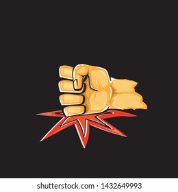 Angry Fist on table vector icon. Anger or aggression concept. Cartoon man Fist hitting table. fight for your rights illustration