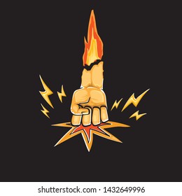 Angry Fist on table vector icon. Anger or aggression concept. Cartoon man Fist hitting table. fight for your rights illustration