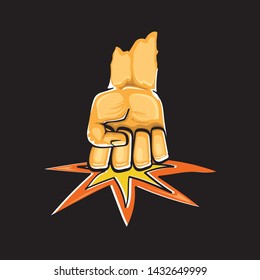 Angry Fist on table vector icon. Anger or aggression concept. Cartoon man Fist hitting table. fight for your rights illustration