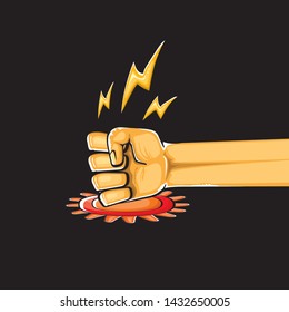 Angry Fist on table vector icon. Anger or aggression concept. Cartoon man Fist hitting table. fight for your rights illustration