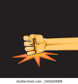 Angry Fist on table vector icon. Anger or aggression concept. Cartoon man Fist hitting table. fight for your rights illustration