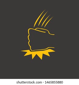 Angry Fist on table vector icon. Anger or aggression concept with orange Silhouette Fist hitting table. fight for your rights concept illustration