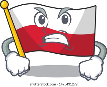Angry flag poland hoisted isolated the character