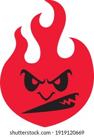 Angry Flame Character. Vector Image Icon.