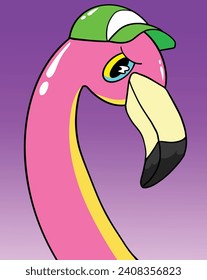 angry flamingo colorful vector graphic design illustration