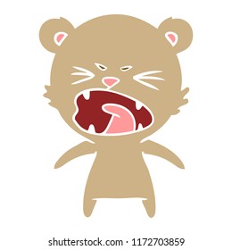 angry flat color style cartoon bear