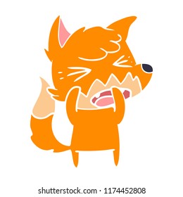 angry flat color style cartoon fox