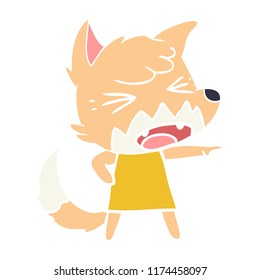 angry flat color style cartoon fox