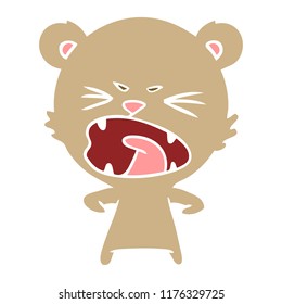 angry flat color style cartoon bear