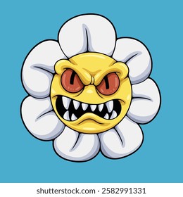 angry flower cartoon illustration style