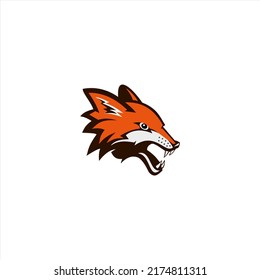 angry fox head illustration vector