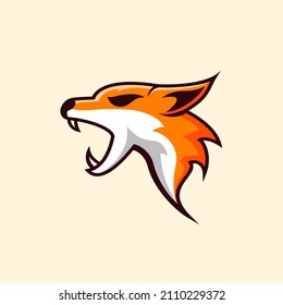 Angry fox head logo. Vector illustration