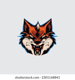 Angry fox head mascot esport logo