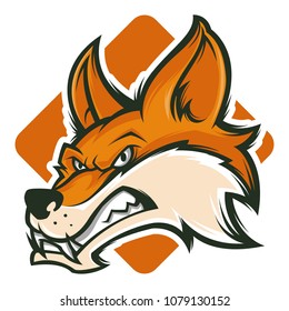 angry fox head mascot vector illustration esports logo
