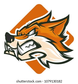 angry fox head mascot vector illustration esports logo