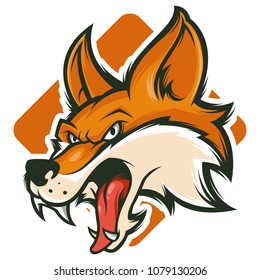 angry fox head mascot vector illustration esports logo