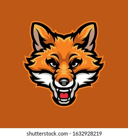 Angry fox head mascot vector illustration for sport, gaming or esport logo team.