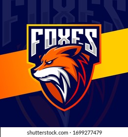 angry fox mascot esport logo design