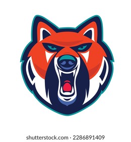 Angry fox mascot vector logo 