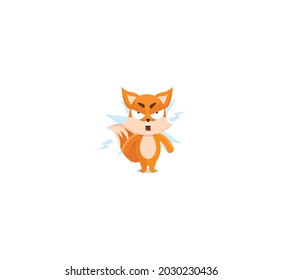 Angry Fox Sticker Icon Isolated On White Background