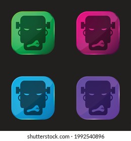 Angry Frankestein four color glass button icon