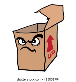 angry freehand drawn cartoon illustration empty box