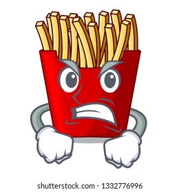 Angry french fries wrapped in cartoon shapes