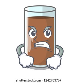 Angry fresh chocolate splash on pouring mascot