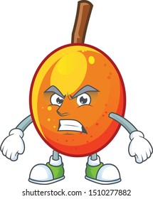 Angry fresh jocote character mascot in cartoon