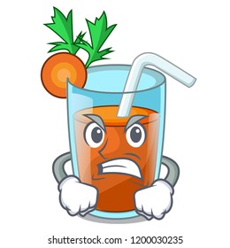 Angry fresh smoothie carrot in cartoon table