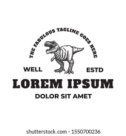 Angry frightening T-rex roaring logo template